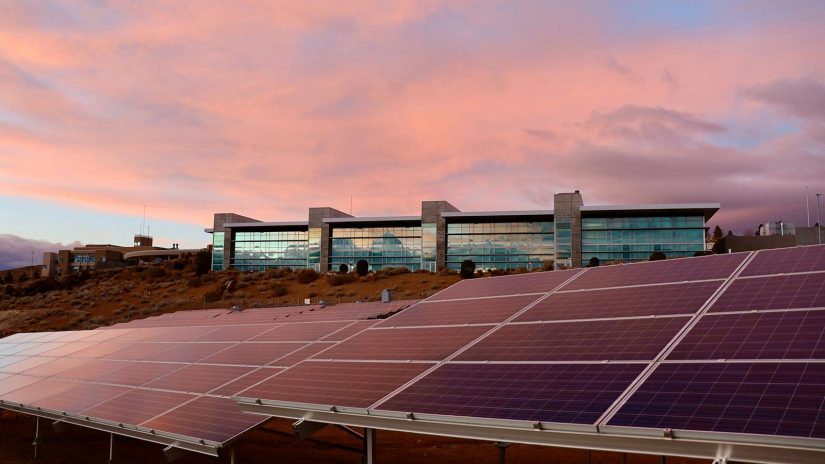 AES Commercial Solar Solutions for UK Businesses Image of a ground installed commercial solar panel array