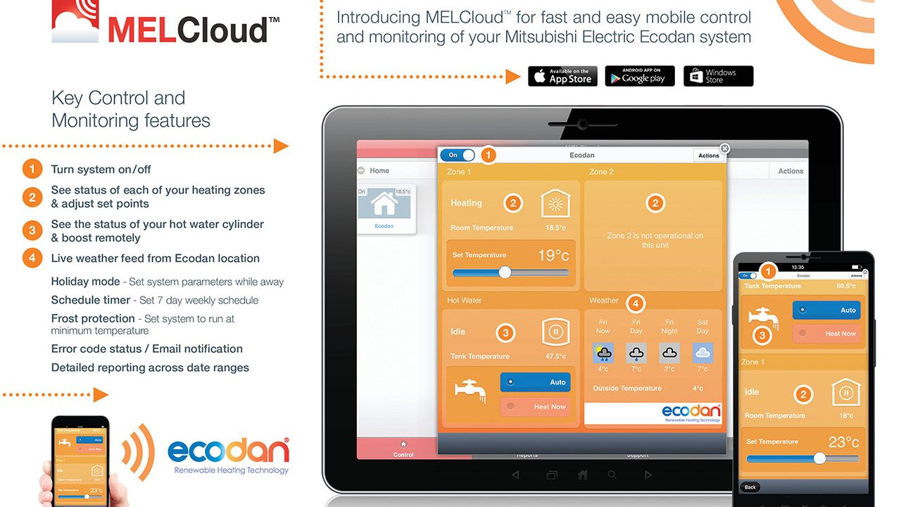 Mitsubishi Ecodan MELCloud Heat Pump App Mitsubishi Ecodan MELCloud Heat Pumps App